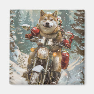 Íman Akita Dog Andando na Motocicleta Natal