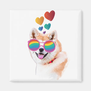 Íman Akita Dog com Dia de os namorados de Corações