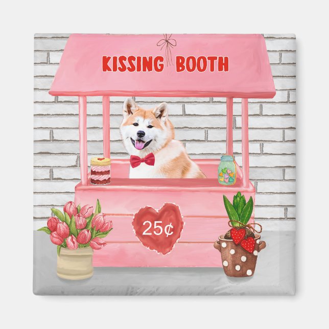Íman Akita Dog Dia de os namorados Kissing Booth (Frente)
