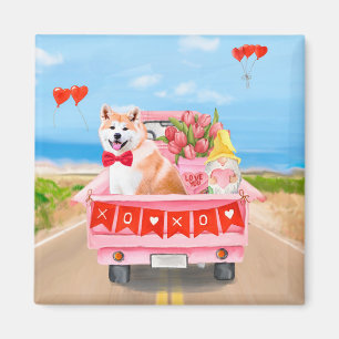 Íman Akita Dog Dia de os namorados Truck Hearts