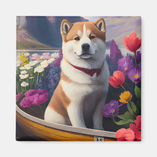 Íman Akita Dog em um Paddle: Uma Aventura Cênica