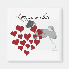 Íman Akita Love Refrigerator Magnet