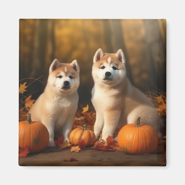 Íman Akita Puppy Autumn Delight Pumpkin (Frente)