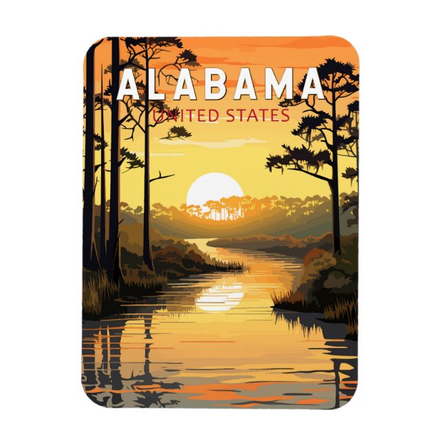 Íman Alabama Viagem Art Vintage (Vertical)