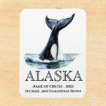 Íman Alaska Cruise Cruise Orca tail Watercolor<br><div class="desc">Este design pode ser personalizado na área fornecida pela alteração da foto e/ou do texto. Ou pode ser personalizado clicando em Personalizar este Modelo e, em seguida, escolhendo o clique para personalizar mais a opção e excluir ou alterar a cor do plano de fundo, adicionar texto, alterar a cor ou...</div>