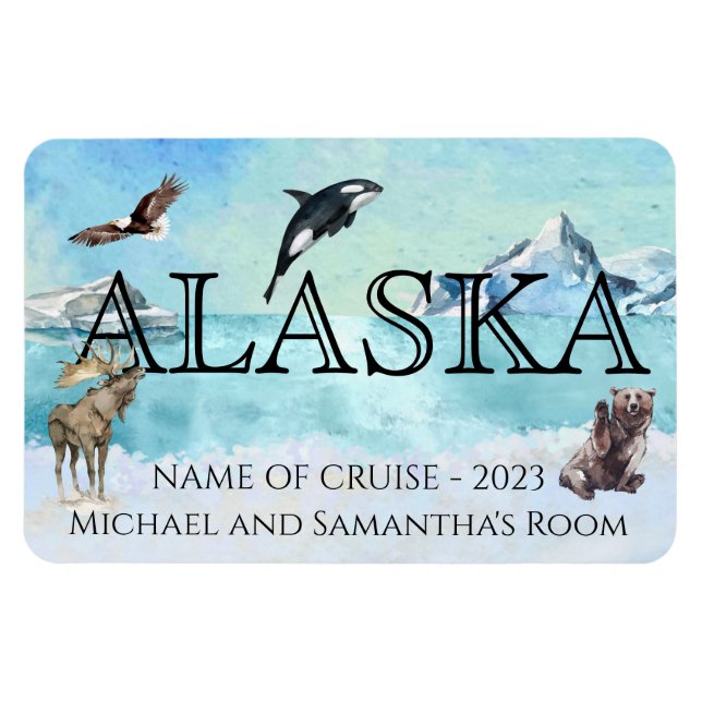Íman Alaska Cruise Cruising Custom Bear Moose Large (Horizontal)