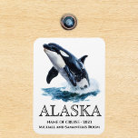 Íman Alaska Cruise Cruising Orca Jumping Watercolor<br><div class="desc">Este design pode ser personalizado na área fornecida pela alteração da foto e/ou do texto. Ou pode ser personalizado clicando em Personalizar este Modelo e, em seguida, escolhendo o clique para personalizar mais a opção e excluir ou alterar a cor do plano de fundo, adicionar texto, alterar a cor ou...</div>