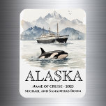 Íman Alaska Cruise Cruising Orca Watercolor<br><div class="desc">Este design pode ser personalizado na área fornecida pela alteração da foto e/ou do texto. Ou pode ser personalizado clicando em Personalizar este Modelo e, em seguida, escolhendo o clique para personalizar mais a opção e excluir ou alterar a cor do plano de fundo, adicionar texto, alterar a cor ou...</div>