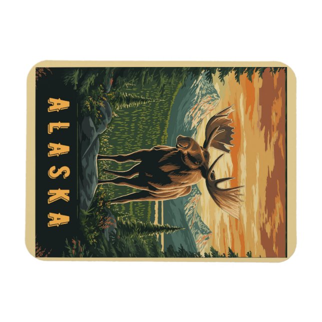 Íman Alaska Moose - Vintage Wilderness (Horizontal)