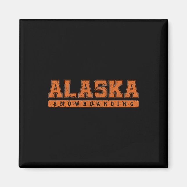 Íman Alaska Snowboard Orange Vintage Text (Frente)