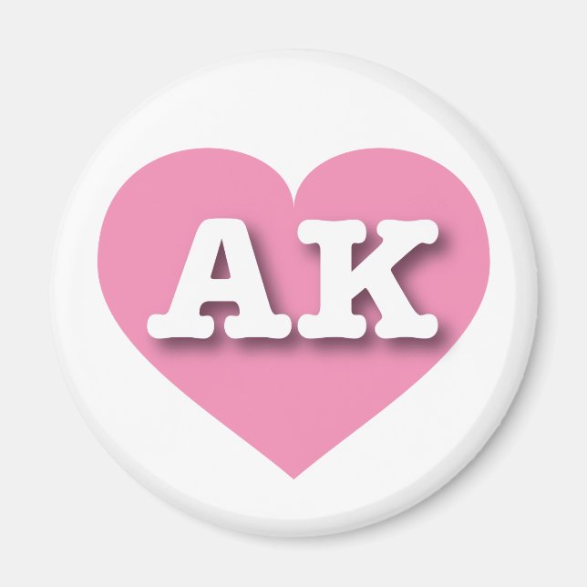 Íman Alaska Solid Pink Heart - Eu adoro AK (Frente)