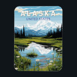 Íman Alaska Viagem Art Vintage<br><div class="desc">Viagem do Alaska retro vetor design. Esta arte retrô-estilo viagem,  com sua mistura de cores ousadas e atração vítrea,  foi projetada para inspirar um senso de aventura.</div>