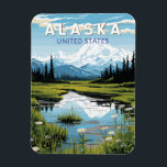 Íman Alaska Viagem Art Vintage<br><div class="desc">Viagem do Alaska retro vetor design. Esta arte retrô-estilo viagem,  com sua mistura de cores ousadas e atração vítrea,  foi projetada para inspirar um senso de aventura.</div>