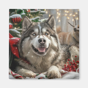 Íman Alaskan Malamute Dog Festivo