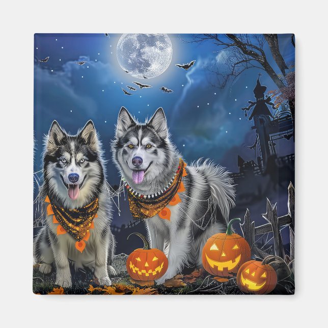 Íman Alaskan Malamute Halloween Spooky (Frente)