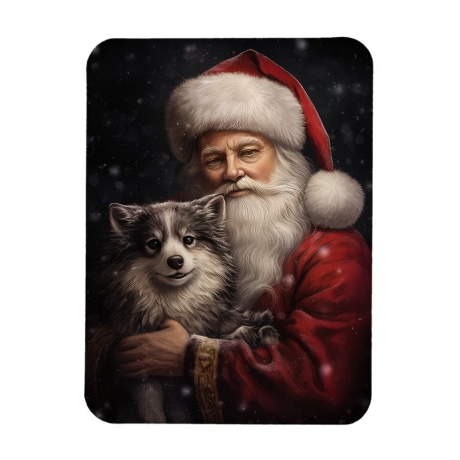 Íman Alaskan Malamute no Natal do Papai Noel (Vertical)