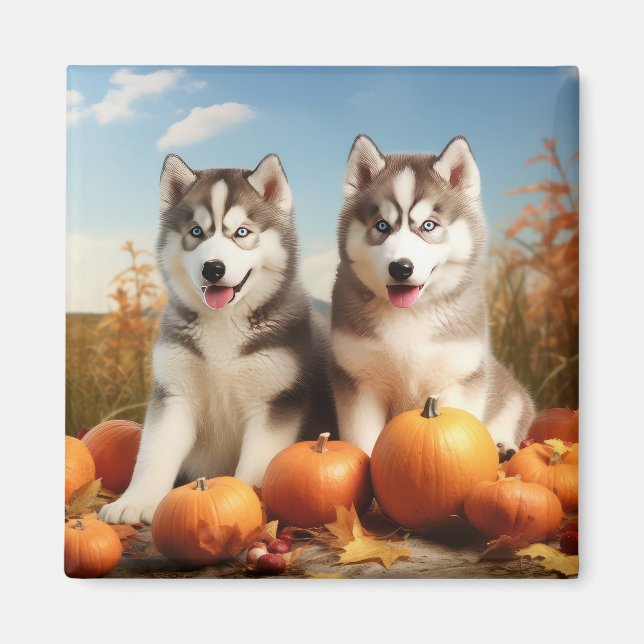 Íman Alaskan Malamute Puppy Autumn Delight Pumpkin (Frente)