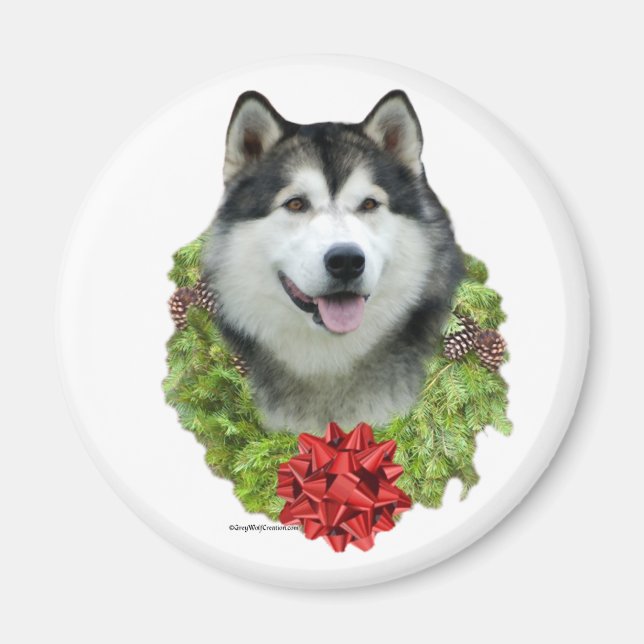 Íman Alaskan Malamute Wreath - Magnet (Frente)
