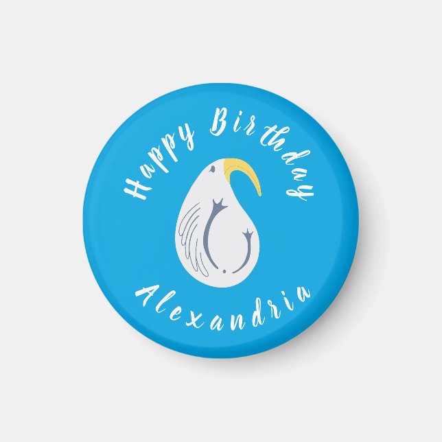 Íman Albatroz - Tema Oceânico Feliz Aniversário Azul Br (Frente)