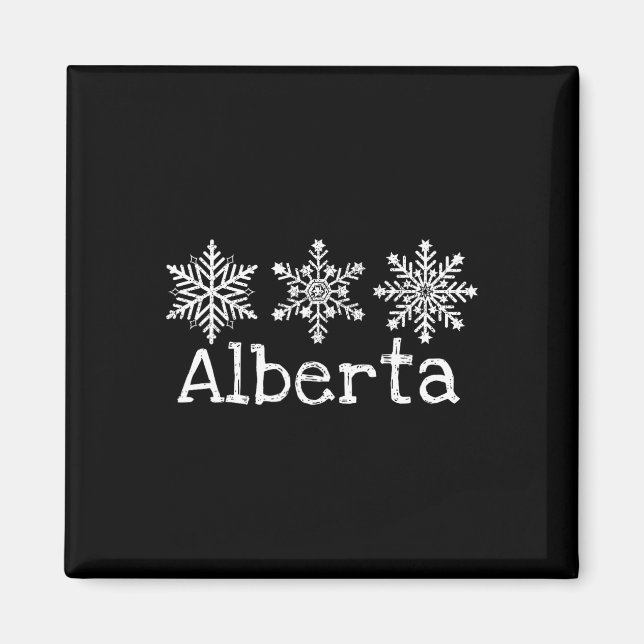 Íman Alberta Canada Ski Skiier Skiing Winter Snowflakes (Frente)