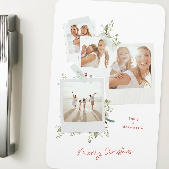 Íman Álbum de Fotos Botânicas de Natal Festivo Elegante (Criador carregado)