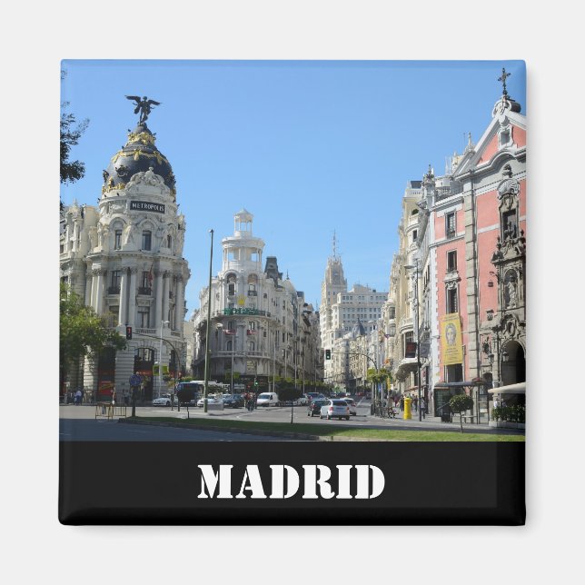 Íman Alcala e Gran Via Street, Madrid Magnet (Frente)