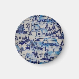 Íman Aldeia de Natal Azul Vintage