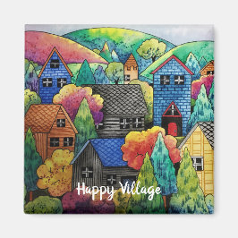 Íman Aldeia Do Lado Da Água Com Casas Coloridas