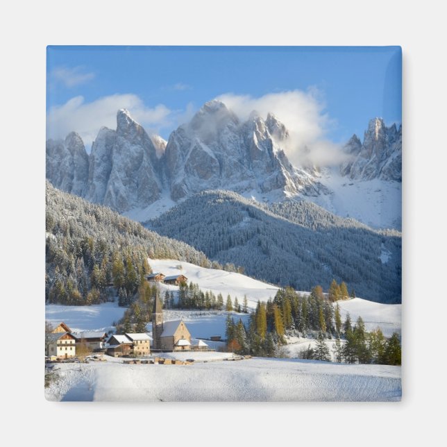 Íman Aldeia Dolomites com ímã de inverno (Frente)