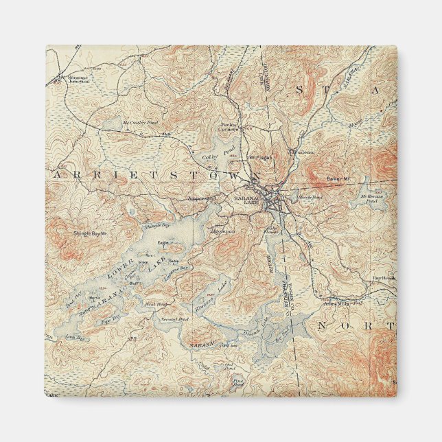 Íman Aldeia e área do lago Saranac em Adirondacks (Frente)