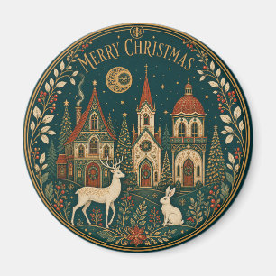 Íman Aldeia Encantada de Natal Dourada