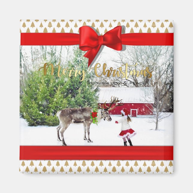 Íman Alegria de Natal e Foto de Paz (Frente)