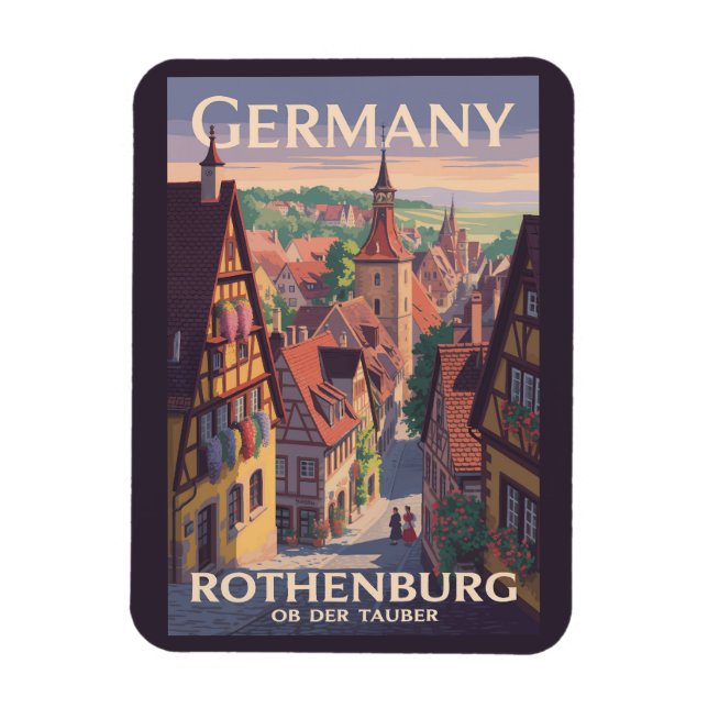 Íman Alemanha Rothenburg ob der Tauber Ilustração Arte (Vertical)