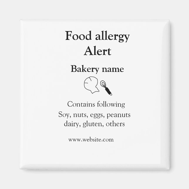 Íman Alerta de alergia de comida adicionar nome texto i (Frente)