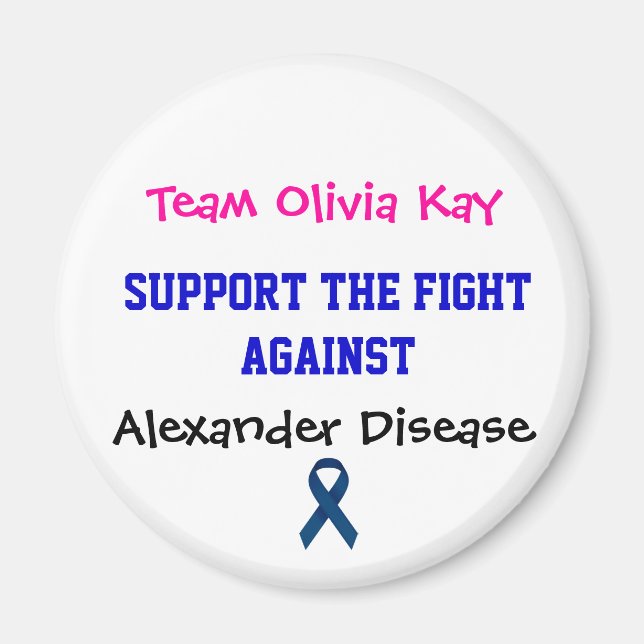 Íman Alexander Disease Awarness Magnet Team Olivia (Frente)