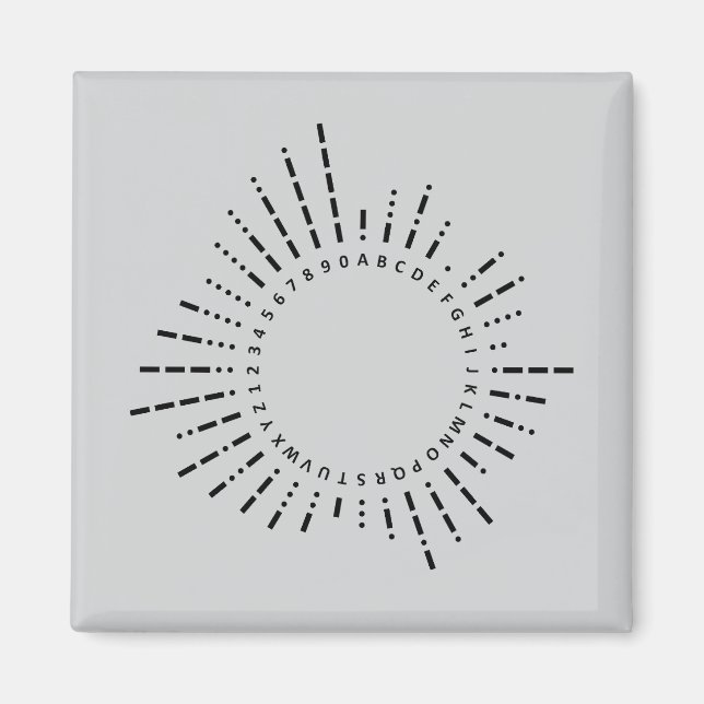 Íman Alfabeto Código Morse – Design Cinza Aço (Frente)