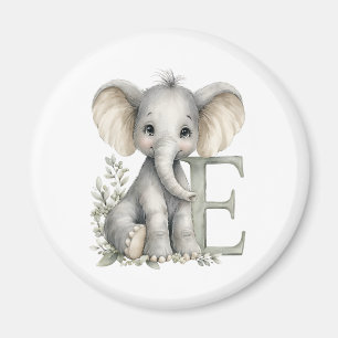 Íman Alfabeto de animais bebês em aquarela fofa Elefant