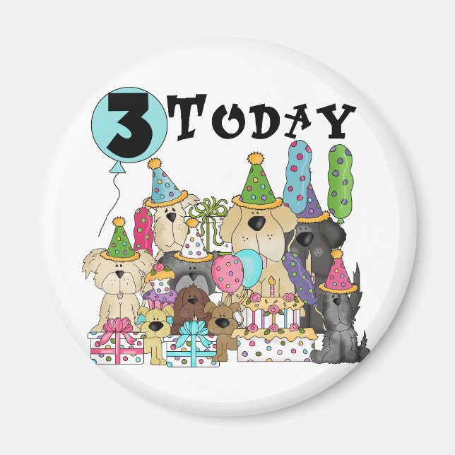 Íman Alfinetes aniversário de 3 anos Bash Camisetas e p (Frente)