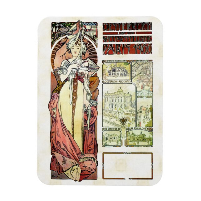 Íman Alfons Mucha 1900 Pavilhão Austríaco (Vertical)