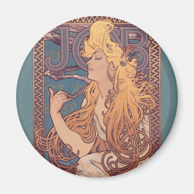Íman Alfonse Mucha Job Art Nouveau mulher (Frente)