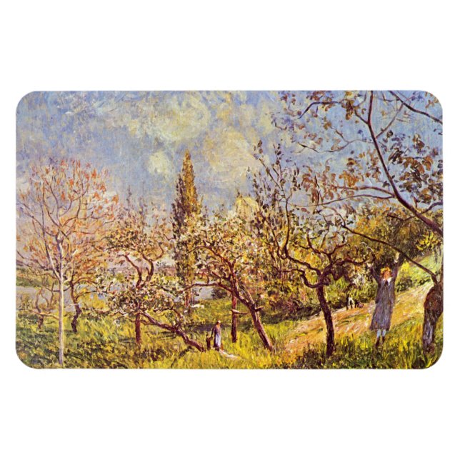 Íman Alfred Sisley Orchard em primavera (Horizontal)