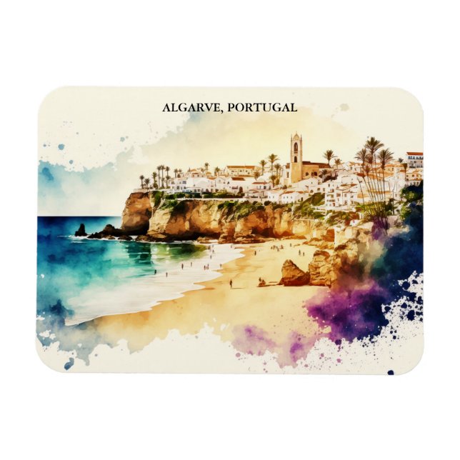 Íman Algarve Portugal Watercolor Viagem (Horizontal)