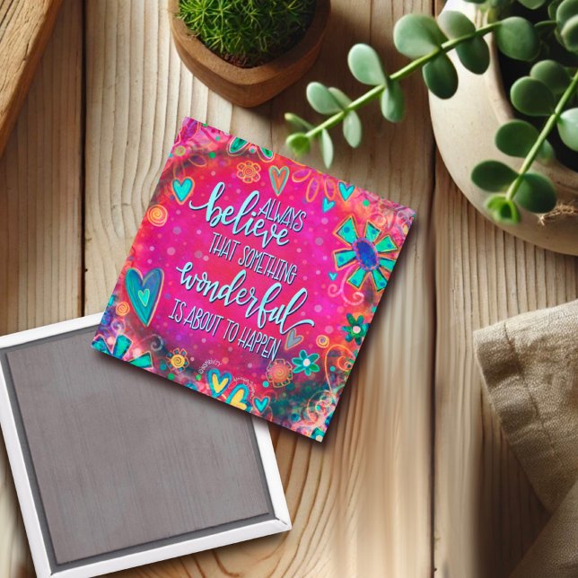 Íman Algo Maravilhoso Corações Rosa Inspirividade Flora (Criador carregado)