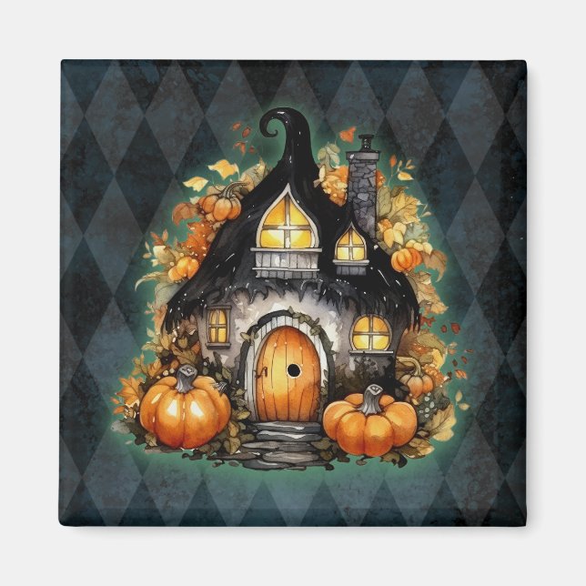 Íman Algodão De Fada Gótica De Halloween Azul Argyle (Frente)