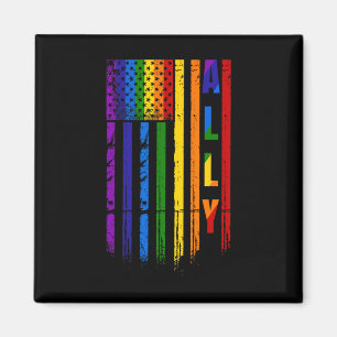 Íman Aliado Lgbt Lgbtq Arco-íris Orgulho Bandeira Ameri