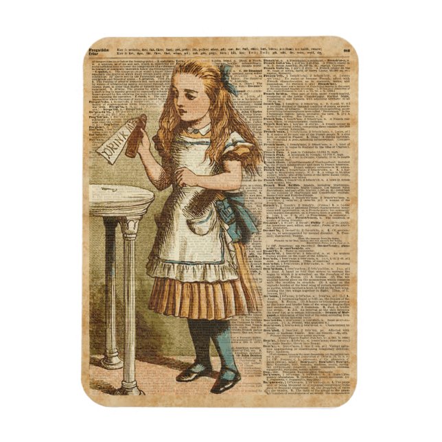 Íman Alice no país das maravilhas bebe-me arte da (Vertical)
