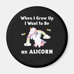 Íman Alicorn Quando Cresço Unicórnio Arco-Íris Pastel M