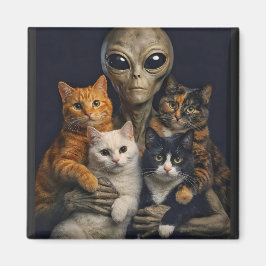 Íman Alien with Cats Renaissance Art Oil Painting