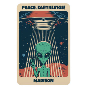 Íman Alienígena de OVNI de Texto Personalizado