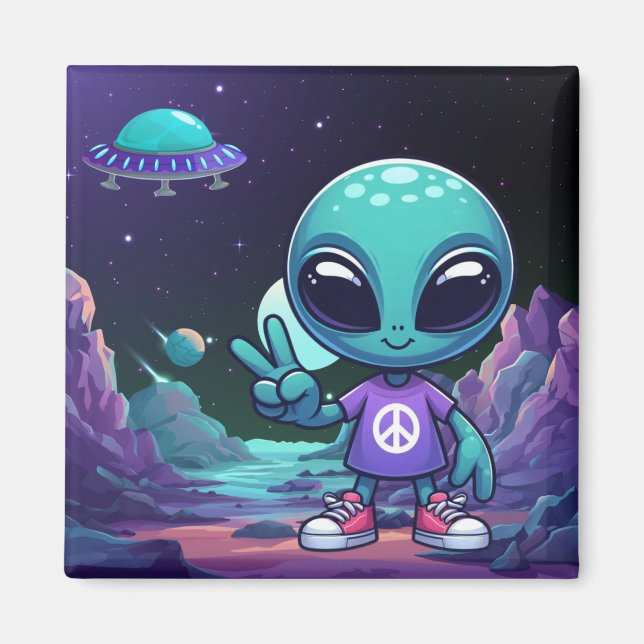 Íman Alienígena de paz e nave espacial (Frente)